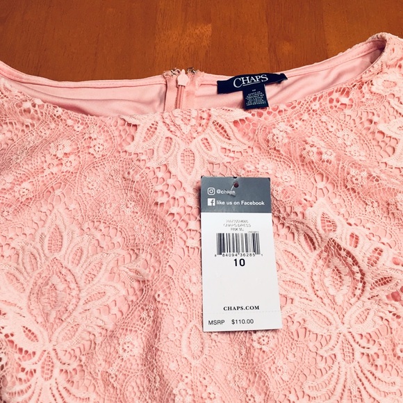CHAPS size 10 Pink Lace Dress NWT 3/4 Sleeves ๐๐ - Picture 4 of 8